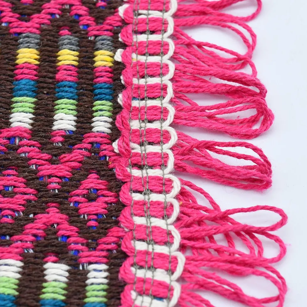 Plaid traditionnel à frange "Manta de Mira de Aire" - Rose