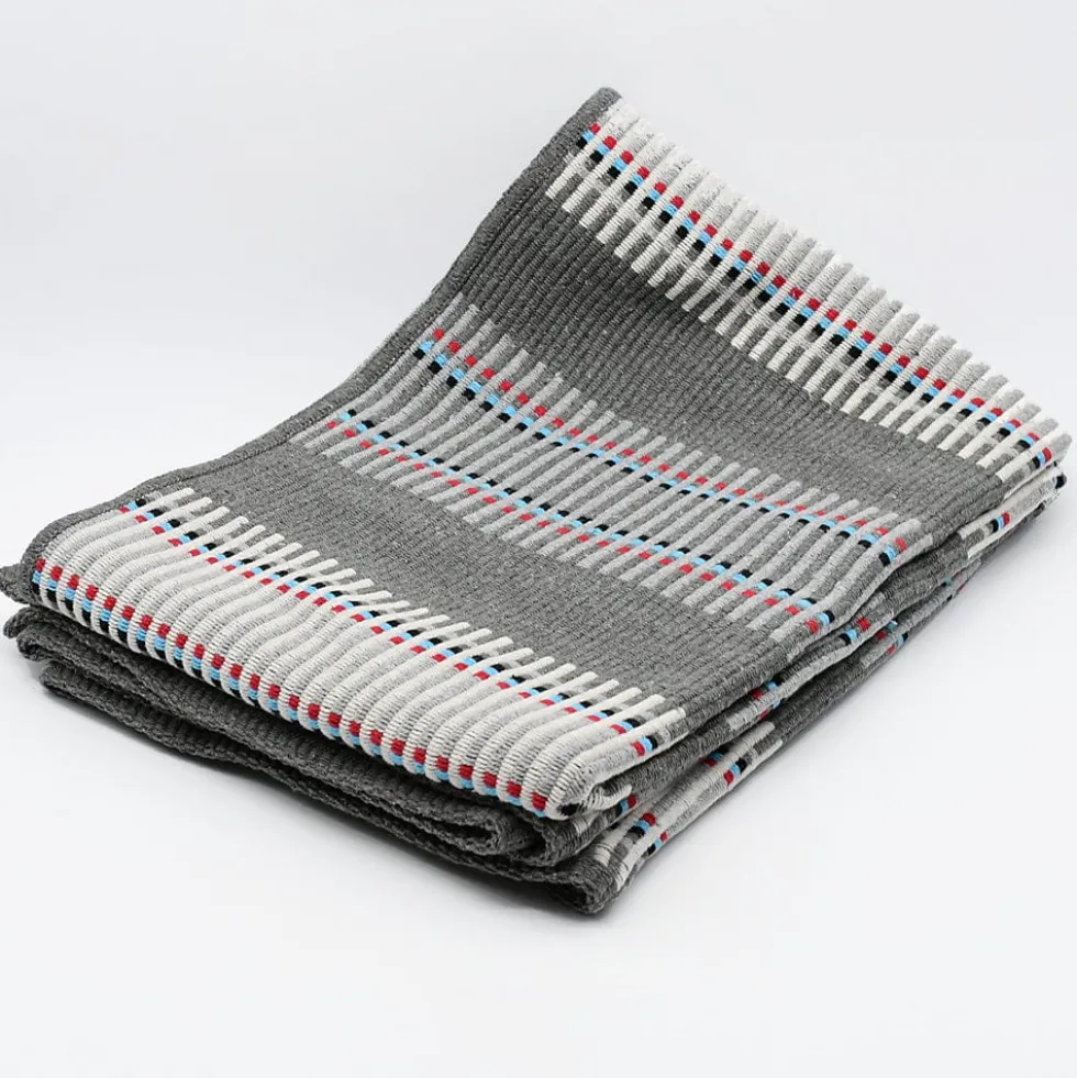 Plaid traditionnel à galon "Manta de Mira de Aire" - Gris moyen