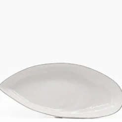 Plat de service en grès blanc