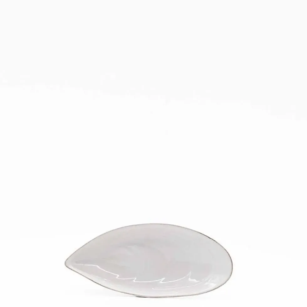 Plat de service en grès blanc