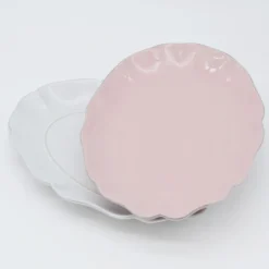 Plat de service en grès fin "Rosa" - Blanc