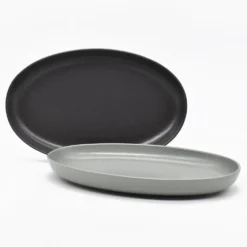 Plat de service en grès “Pacifica" - Anthracite