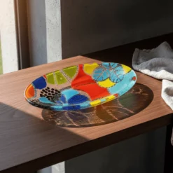 Plat de service en verre 