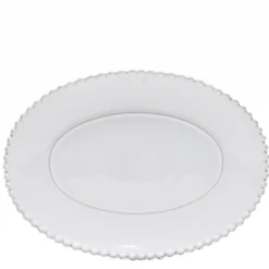 Plat de service ovale en grès "Pearl" - 34cm