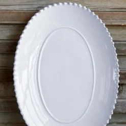 Plat de service ovale en grès