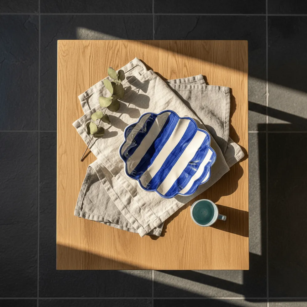 Plat de service rayé "Costa Nova Mar" - Bleu cobalt