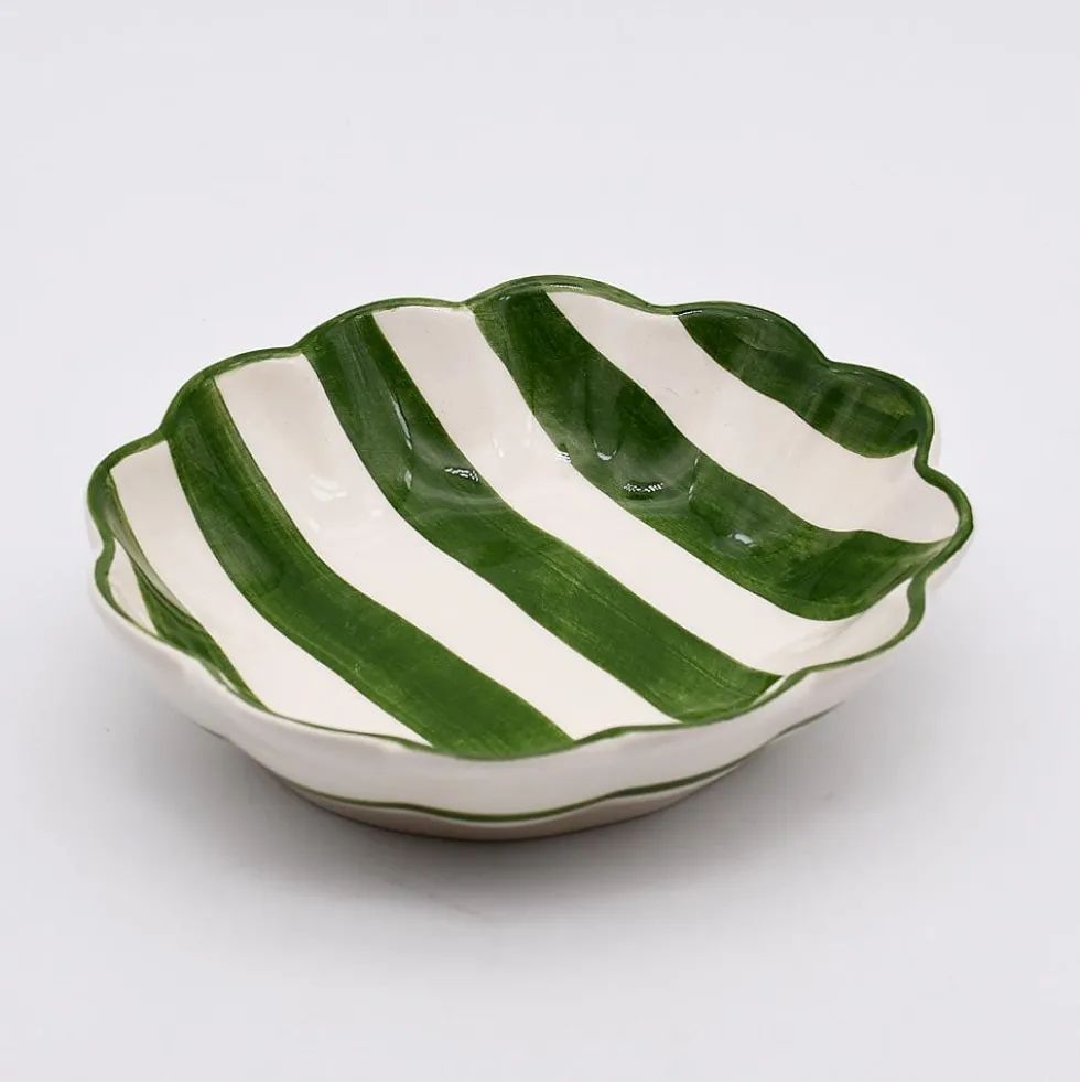 Plat de service rayé "Costa Nova Mar" - Vert