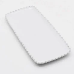 Plat de service rectangulaire en grès "Pearl" - 30cm