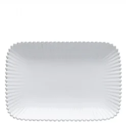 Plat de service rectangulaire en grès 