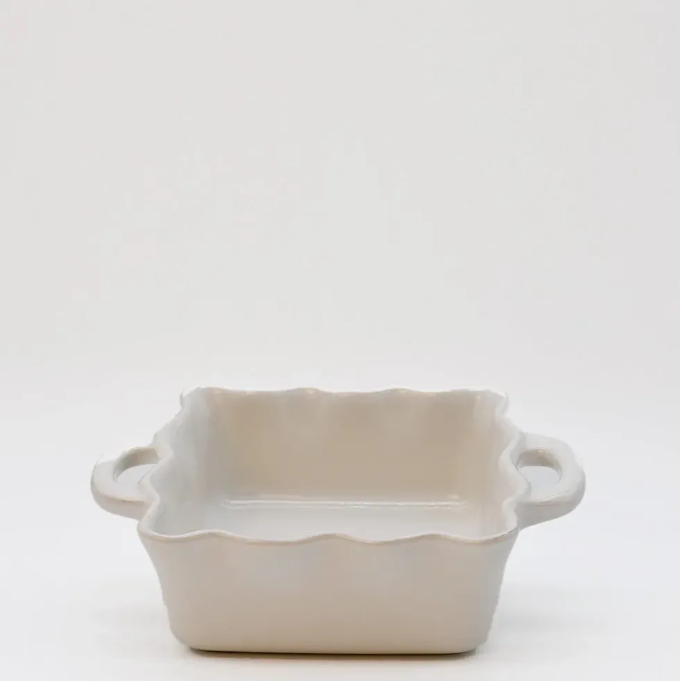 Plat à four carré en grès - Blanc