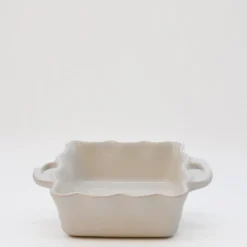 Plat à four carré en grès - Blanc