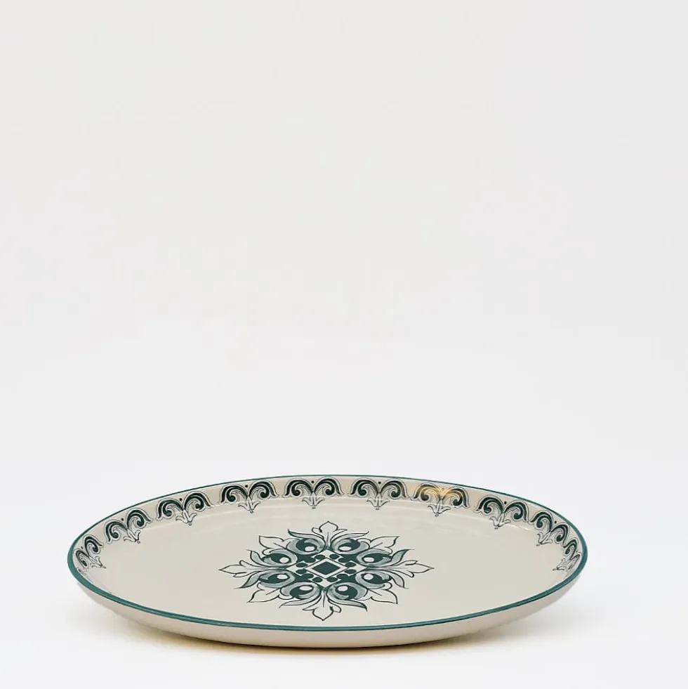 Plat ovale en céramique "Brasão" 26cm - Vert