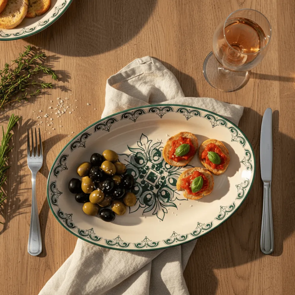 Plat ovale en céramique "Brasão" 26cm - Vert