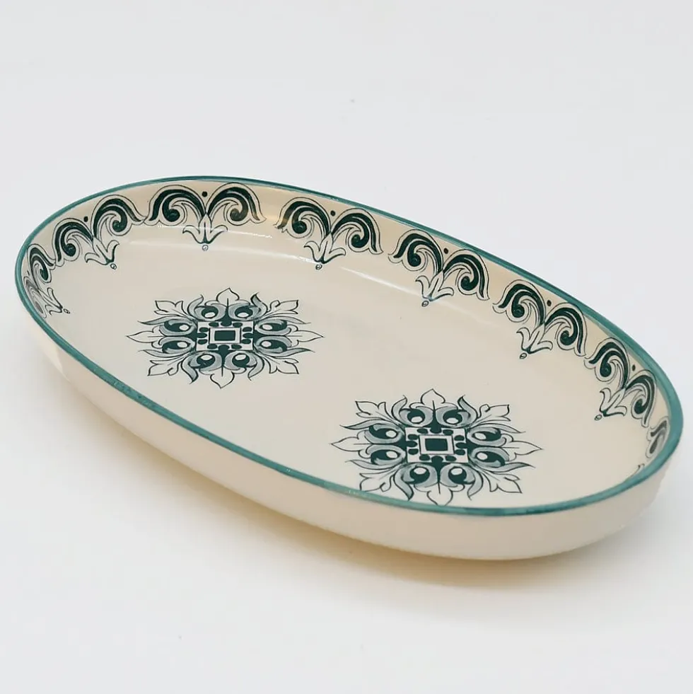 Plat ovale en céramique "Brasão" 19cm - Vert