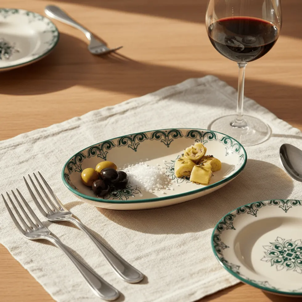 Plat ovale en céramique "Brasão" 19cm - Vert