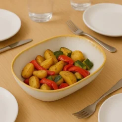 Plat ovale en grès "Amazonia" Blanc - 25cm