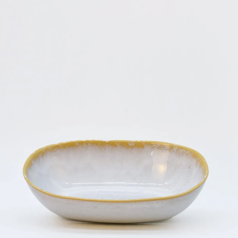 Plat ovale en grès "Amazonia" Blanc - 25cm