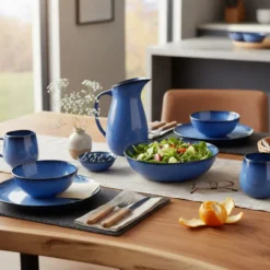 Plat ovale en grès "Amazonia" Bleu - 25cm