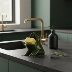 Pot à éponge en céramique en forme de grenouille
