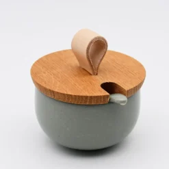 Pot à sucre et cuillère en grès 