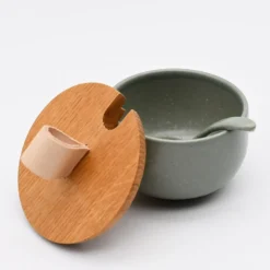 Pot à sucre et cuillère en grès 