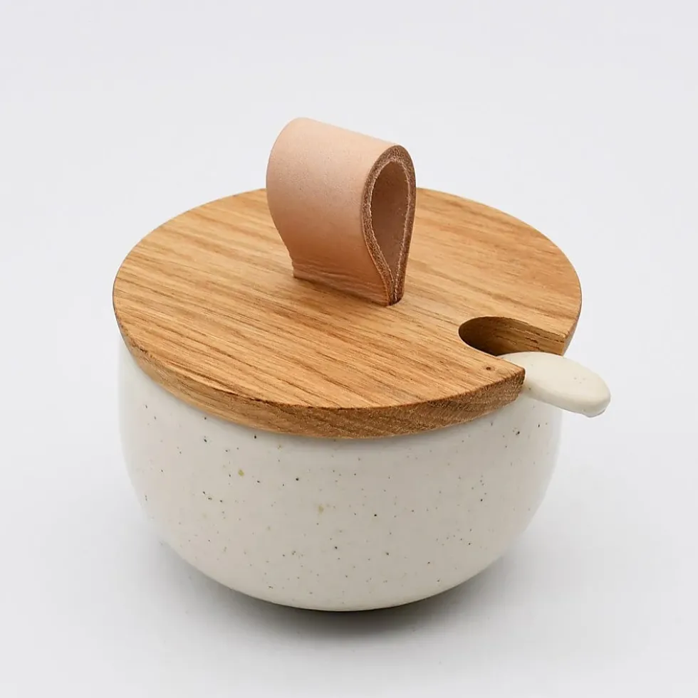 Pot à sucre et cuillère en grès "Pacifica“ - Beige
