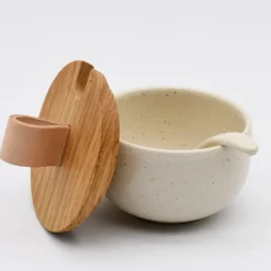 Pot à sucre et cuillère en grès