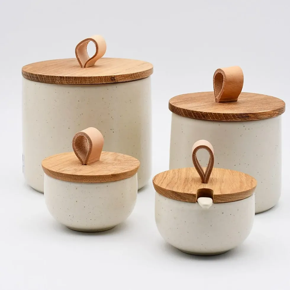 Pot à sucre et cuillère en grès "Pacifica“ - Beige