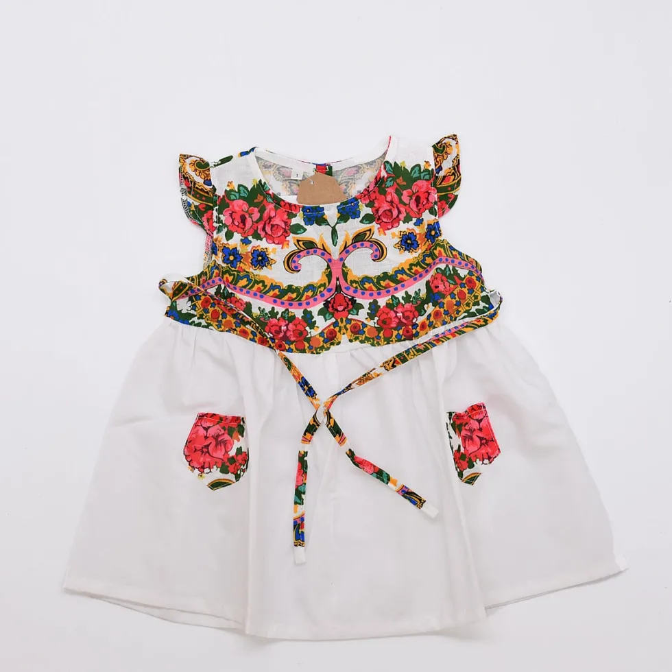 Robe enfant à motifs Viana - Blanche