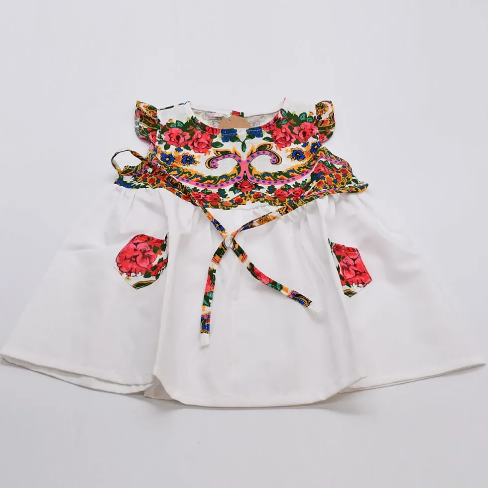 Robe enfant à motifs Viana - Blanche