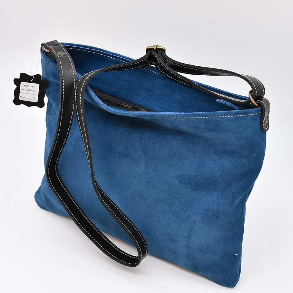 Sac à bandoulière en daim - Bleu