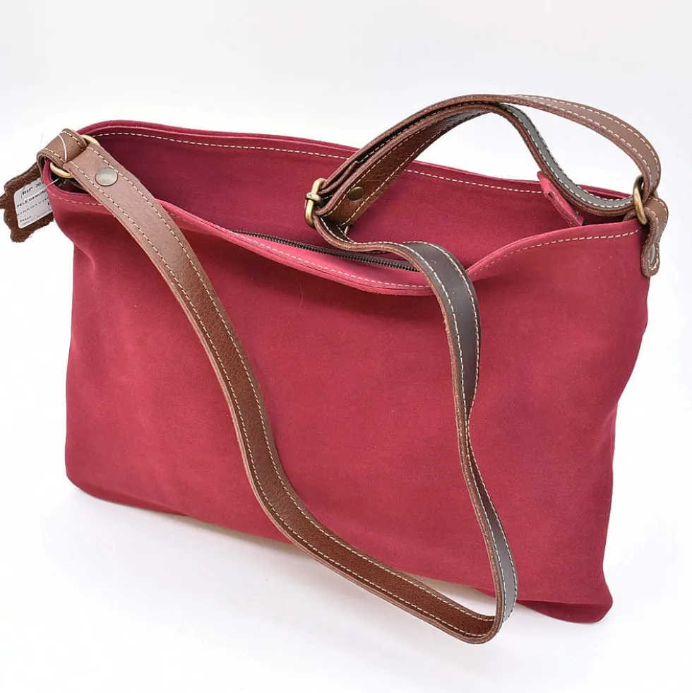 Sac à bandoulière en daim - Bordeaux