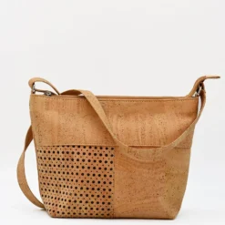 Sac bandoulière en liège perforé - Naturel