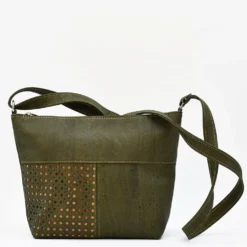 Sac bandoulière en liège perforé - Vert