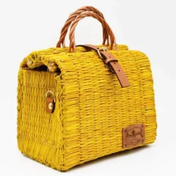Sac cabas en jonc 22cm - Jaune