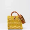 Sac cabas en jonc 18cm - Jaune & Naturel