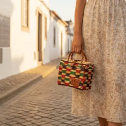 Sac cabas en jonc 18cm - Multicolore