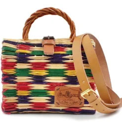 Sac cabas en jonc 18cm - Multicolore