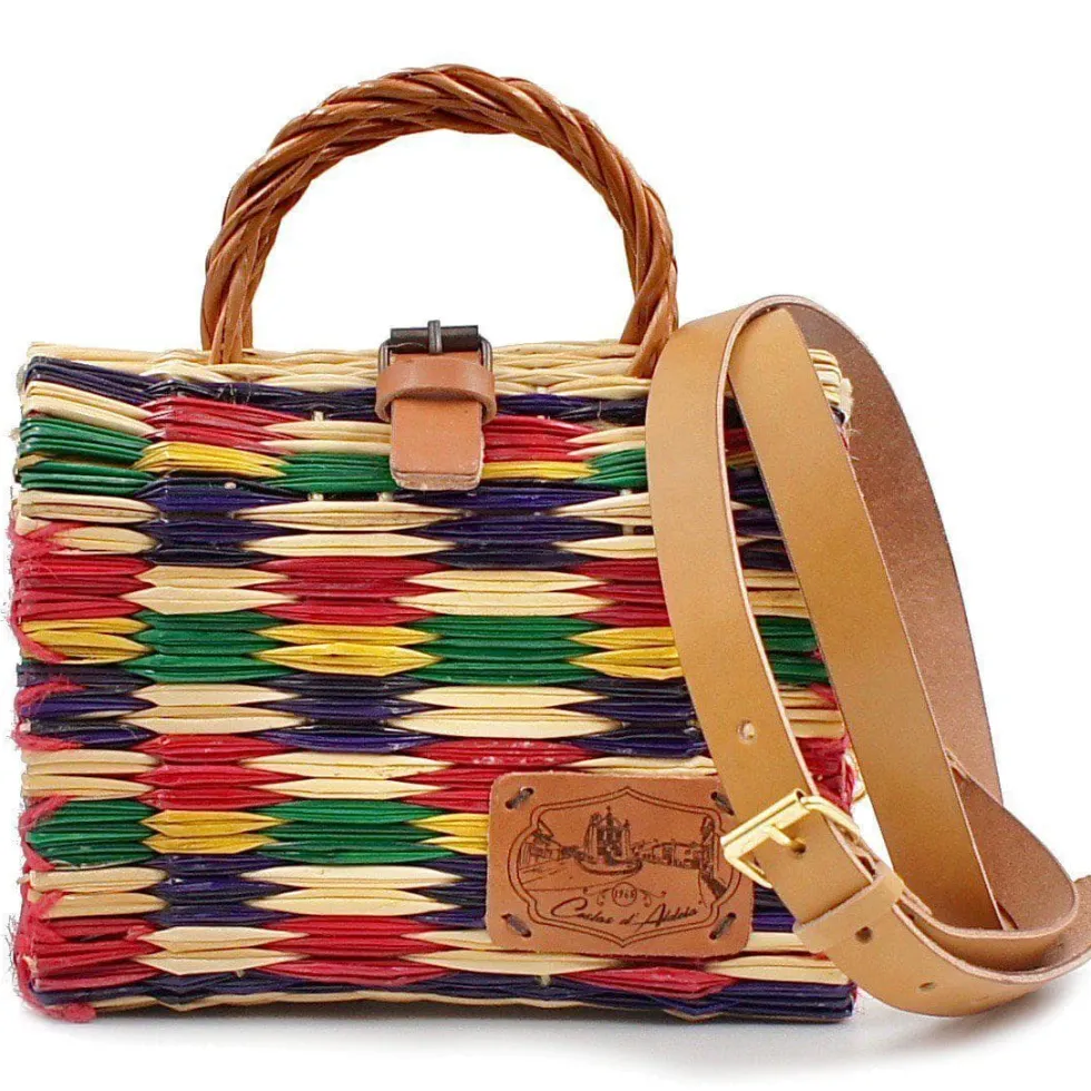 Sac cabas en jonc 18cm - Multicolore