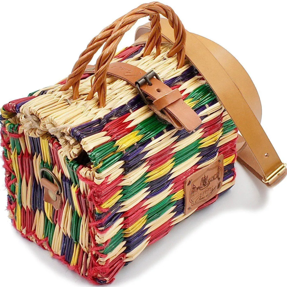 Sac cabas en jonc 18cm - Multicolore