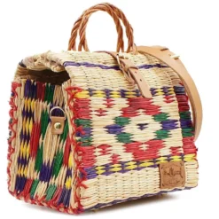 Sac cabas en jonc 26cm - Multicolore