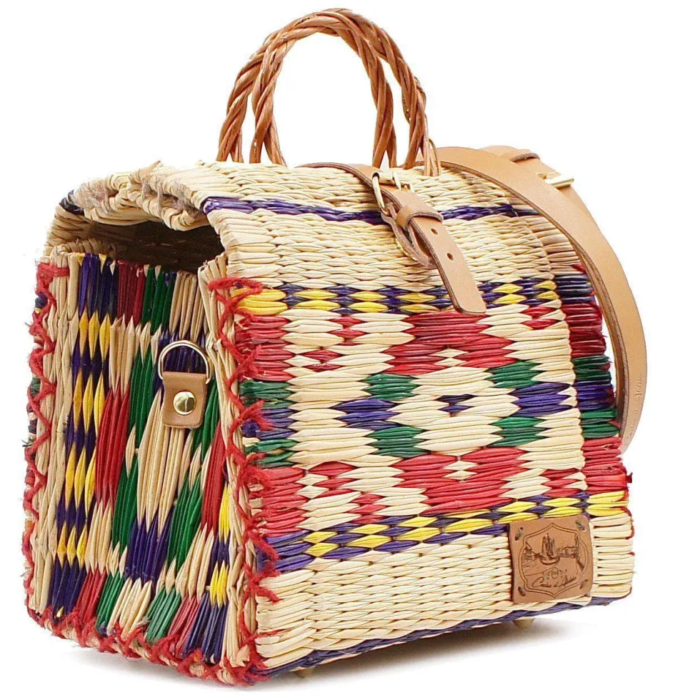 Sac cabas en jonc 26cm - Multicolore