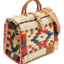 Sac cabas en jonc 26cm - Multicolore