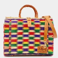 Sac cabas en jonc 30cm - Multicolore