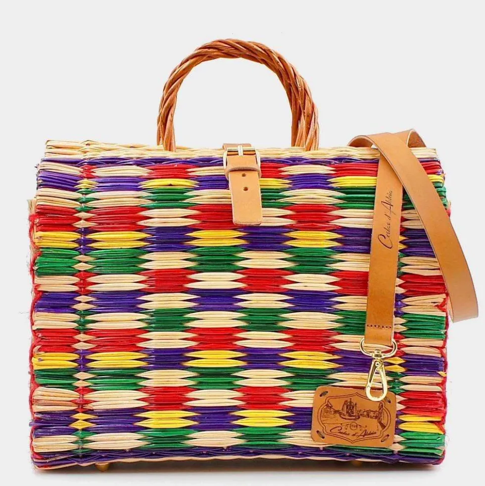 Sac cabas en jonc 30cm - Multicolore