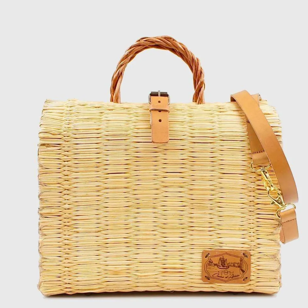 Sac cabas en jonc 30cm - Naturel