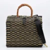 Sac cabas en jonc 26cm - Noir