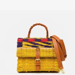 Sac cartable en jonc 22cm - Jaune