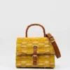 Sac cartable en jonc 22cm - Jaune & naturel