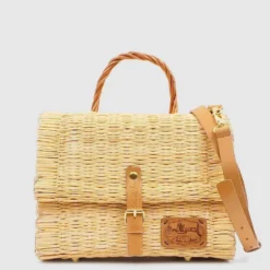 Sac cartable en jonc 25cm - Naturel
